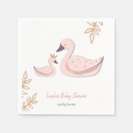 Elegant Rosa Svan med Cygnet Girl Baby Shower Pappersservett