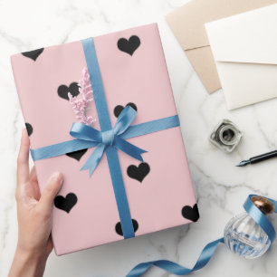 Elegant rosa svart Alla hjärtans dag mönster Presentpapper