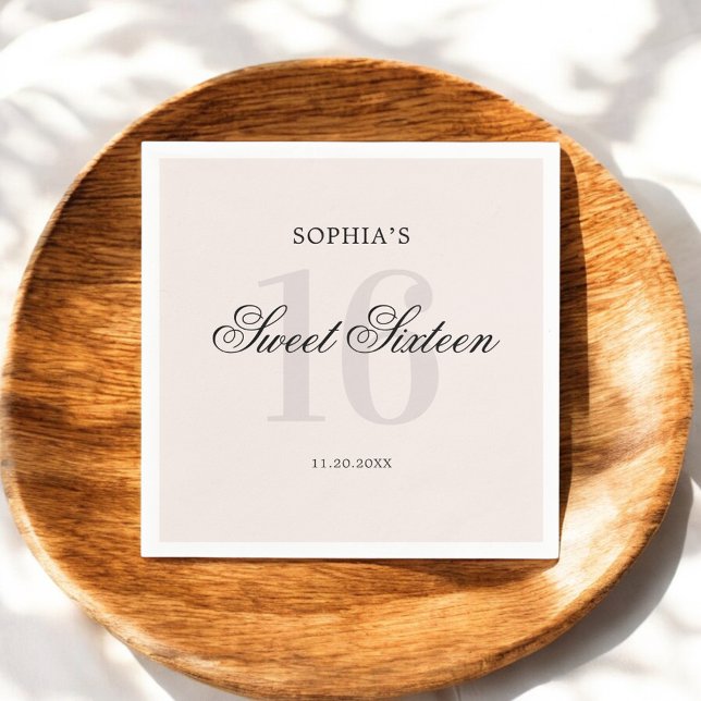 Elegant Rosa Sweet 16 Napkins Pappersservett (Skapare uppladdad)