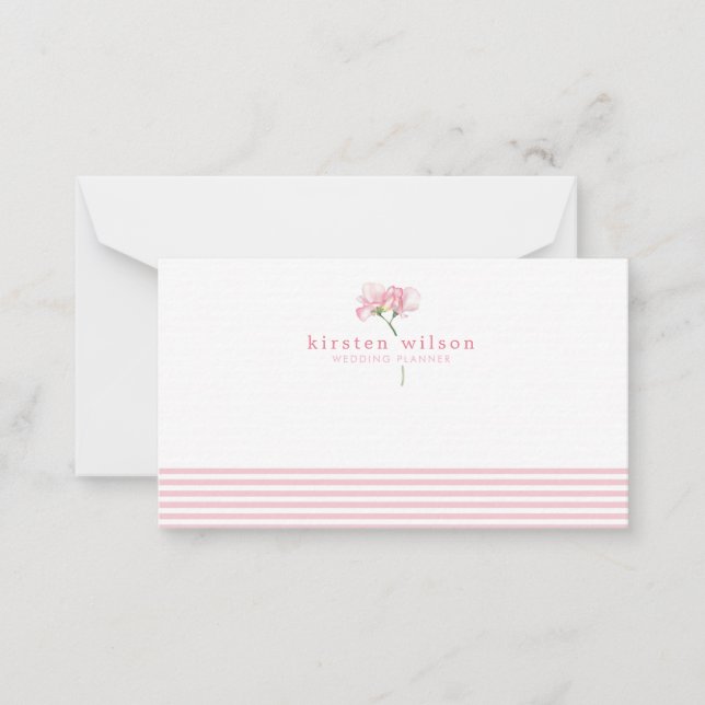 Elegant Rosa Sweet Pea Flowers - Personlig Anteckningskort (Framsida)