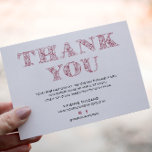 Elegant-ROSA-SWIRL-LOGOTYP för AFFÄRSTACK Tilläggskort<br><div class="desc">Dra in det här moderna typografkortet i din kundorder för att skicka och extra ett speciellt TACK-meddelande med stil och ge ett professionell och se utmärkande ut. Den här designen har en ROSA ELEGANT DEKORAD "tack"-meddelande ADORNED WITH SWIRLS med anpassningsbar för Business namn och kontakt med elegantens bakgrund för rosa....</div>