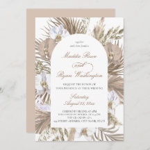 Elegant Rosa & Tan Boho Pampas Blommigt Arch Bröll
