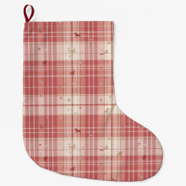 Elegant rosa tartan hund julstrumpa | Rosenskiftan