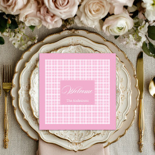 Elegant Rosa Tartan Napkins Personlig Stil Pappersservett