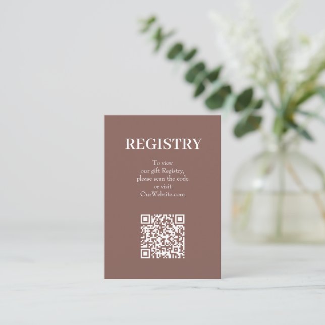 Elegant Rosa Taupe Bröllopspresentregistrering QR- Tilläggskort (Stående Fram)