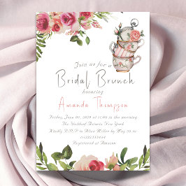 Elegant Rosa Tea Brunch Blommigt Möhippa Inbjudningar