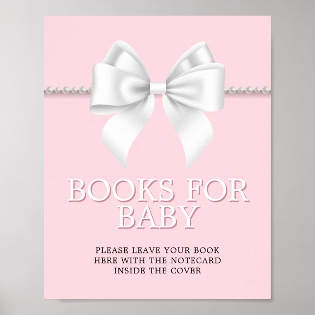 Elegant Rosa Tiffany Baby Shower Bokar-skylt Poster (Framsidan)