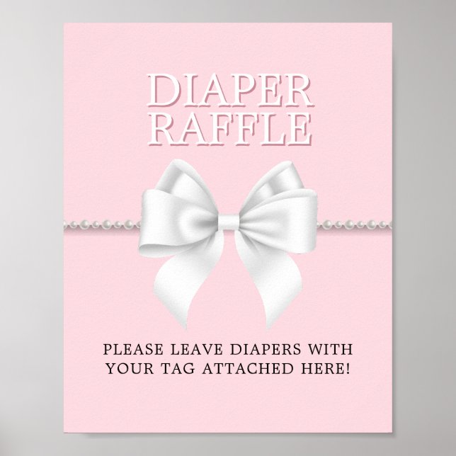 Elegant Rosa Tiffany Baby Shower Diaper Raffle Poster (Framsidan)