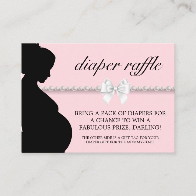 Elegant Rosa Tiffany Blöja Lotteri Baby Shower Tilläggskort (Framsida)