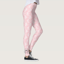 Elegant Rosa Tiny Ro Mönster Monogram Leggings