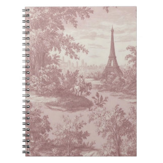 Elegant Rosa Toile de Jouy Fransk Land Scene Anteckningsbok