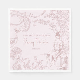 Elegant Rosa Toile Jouy Baby Shower Bok Request Pappersservett