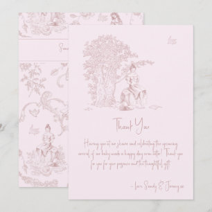 Elegant Rosa Toile Jouy Baby Shower Bok Request Tack Kort