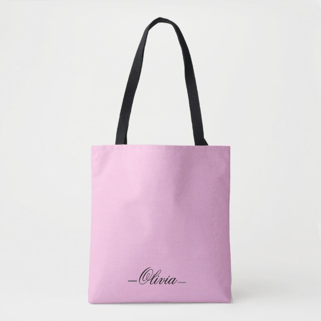 Elegant Rosa Tote med ditt namn Tygkasse (Framsida)