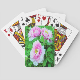 Elegant Rosa Träd Peony Flowers med Gult Center Casinokort