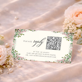 Elegant Rosa Trädgård Bröllop QR-kod RSVP-kort Tilläggskort