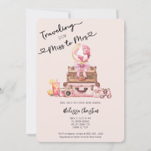 Elegant Rosa Travel Äventyr Möhippa Inbjudningar