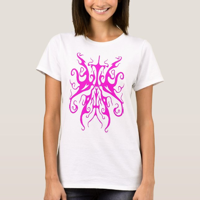Elegant rosa tribal mask abstrakt design t shirt (Framsida)