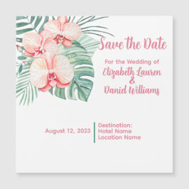 Elegant Rosa Tropical Save the Date Magnetisk Inbjudningskort