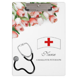 Elegant Rosa Tulip Blommigt & Stethoscope Sjuksköt