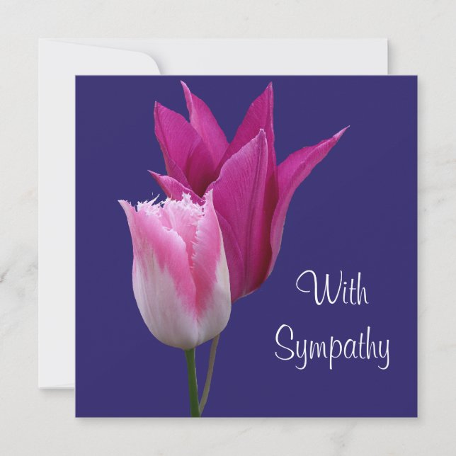 Elegant rosa tulip blommor bra art lilac sympati kort (Framsida)