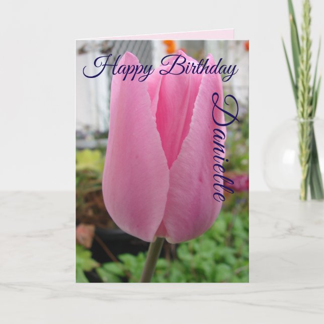 Elegant Rosa Tulip Tulips Flower Birday Card Kort (Framsida)