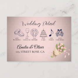 Elegant Rosa Tulips Bouquet Bröllop Detail Tilläggskort