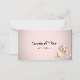 Elegant Rosa Tulips Bouquet Bröllop Placeringskort