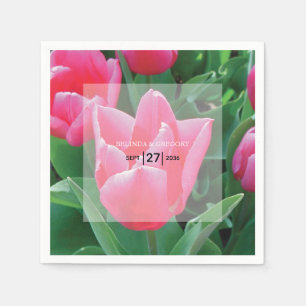 Elegant Rosa Tulips Bröllop Pappersservett