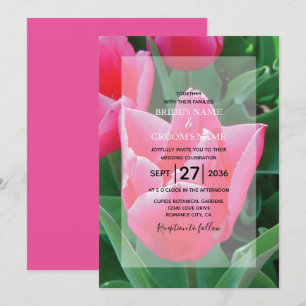 Elegant Rosa Tulips bröllopsinbjudningar Inbjudningar