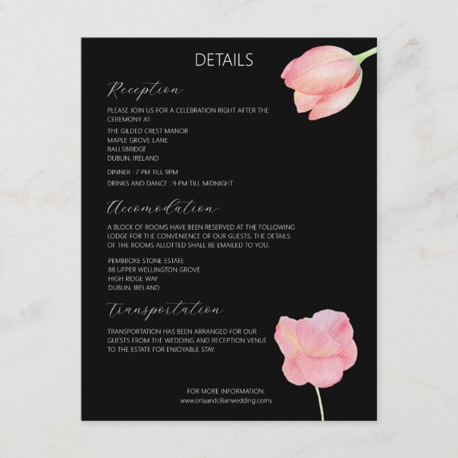 Elegant Rosa tulpan - minimalistiskt modernt bröll Tilläggskort (Framsida)