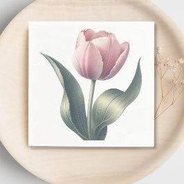 Elegant Rosa Tulpan Watercolor Blommig Cocktail  Pappersservett