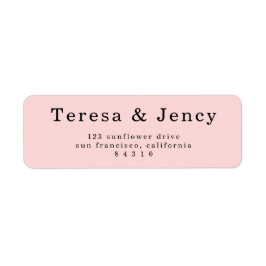 Elegant Rosa Typsnittsdesign Returadress Etikett