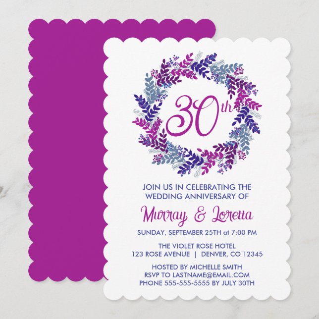 Elegant Rosa Utandning 30:e Bröllop-årsdagen Inbjudningar (Fram/baksida)