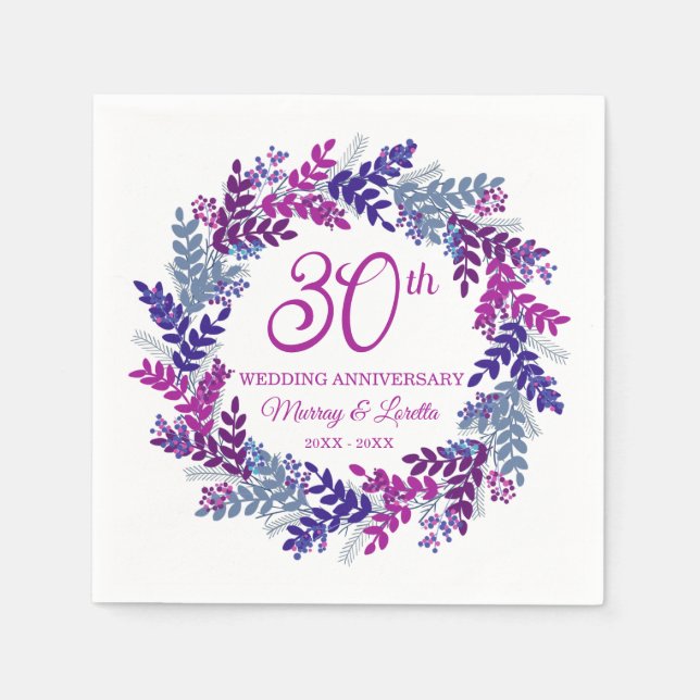 Elegant Rosa Utandning 30:e Bröllop-årsdagen Pappersservett (Framsidan)