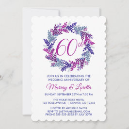 Elegant Rosa Utandning 60 Bröllop-årsdagen Inbjudningar