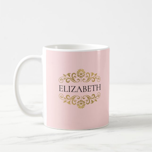 Elegant Rosa Valentines day Monogram Kaffemugg (Vänster)