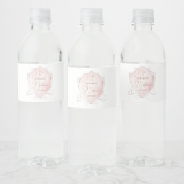 Elegant Rosa Vapensköld för vattenfärg Vattenflaskor Etikett