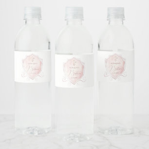 Elegant Rosa Vapensköld  för vattenfärg Vattenflaskor Etikett