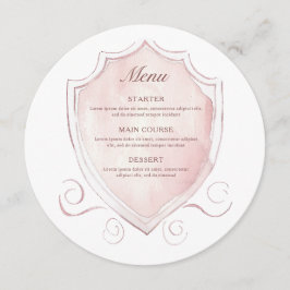 Elegant Rosa Vapensköld vattenfärgsrunda Meny