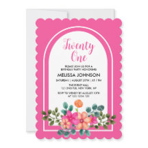 Elegant Rosa Vår Flora Grey 21:a födelsedagen