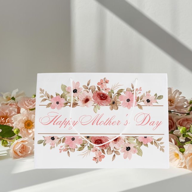 Elegant rosa vattenfärg blomma presentpåse (Skapare uppladdad)