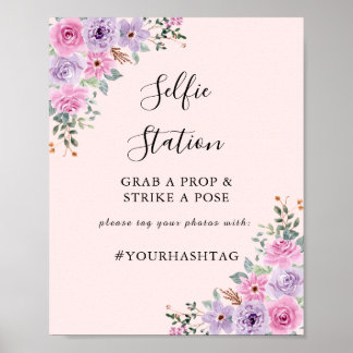 Elegant Rosa Vattenfärg Blommig Bröllop Poster