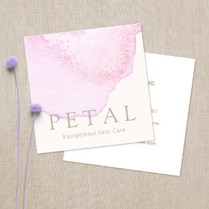 Elegant Rosa Vattenfärg Flower Petal Skin Care Spa Fyrkantigt Visitkort