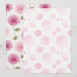 Elegant rosa vattenfärg Invitation flat kort