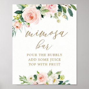 Elegant Rosa Vattenfärg Mimosa Bar Poster