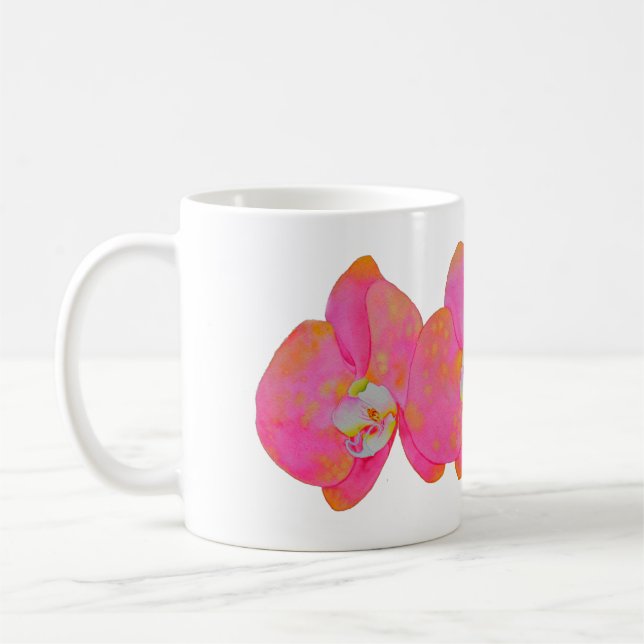 Elegant Rosa vattenfärg Orchid-målning Kaffemugg (Vänster)
