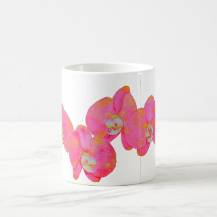 Elegant Rosa vattenfärg Orchid-målning Kaffemugg