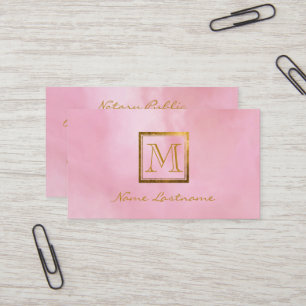 Elegant Rosa Vattenfärg Tvättar Guld Monogram Nota Visitkort