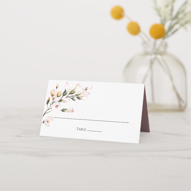 Elegant  Rosa VattenfärgBlommigt Placeringskort (Framsida)